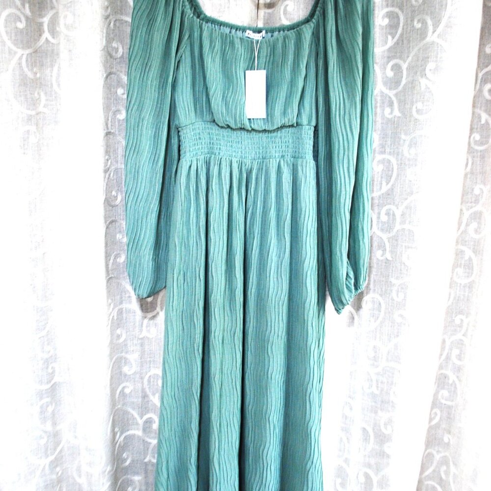 Spring Baltic Born Dalton Pleated Midi Dress in Sage Size Large NWT